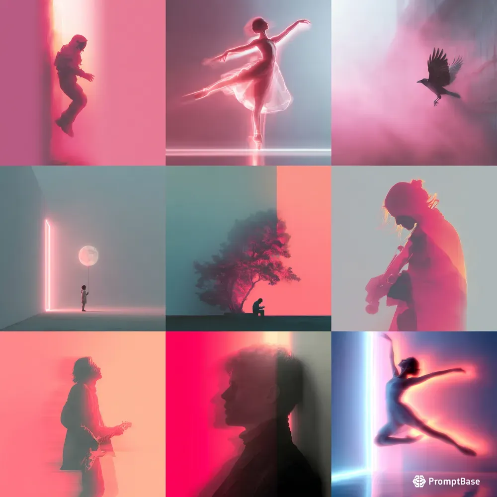 Dreamy Shapes Silhouettes In Neon