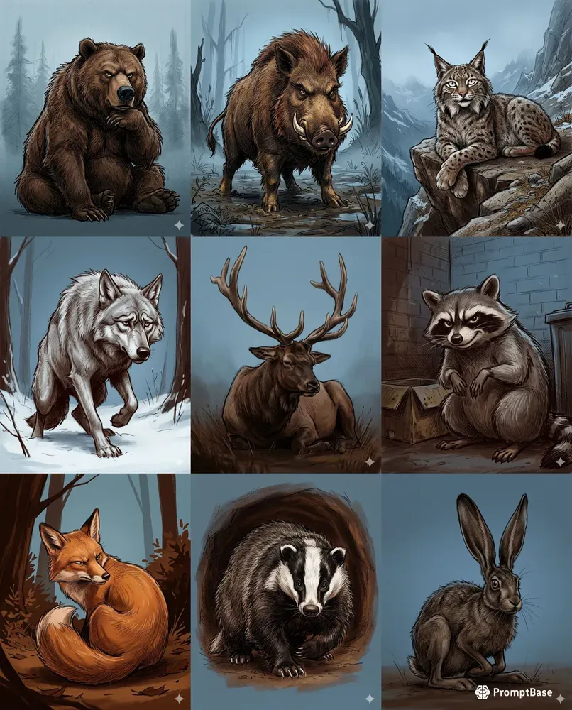 Comic Animal Editorial Digital Sketches