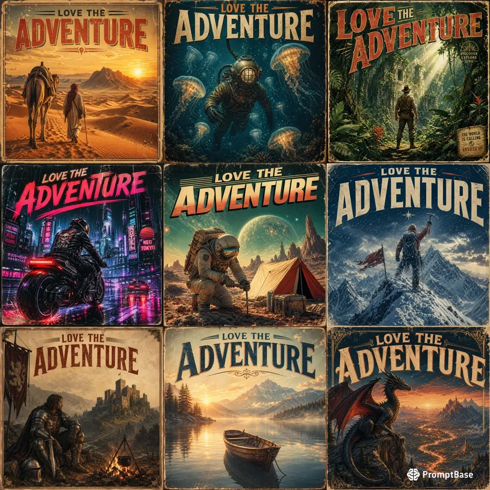 Vintage Adventure Poster Scenes