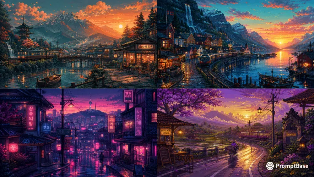 Peaceful Pixel Art World Landscapes