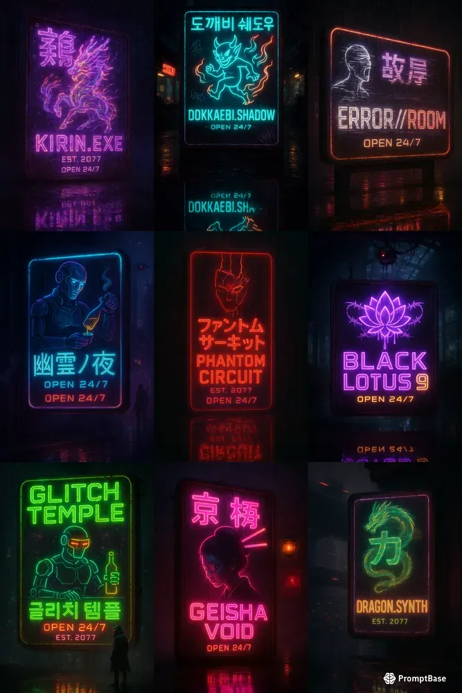 Cyberpunk Neon Bar Signs