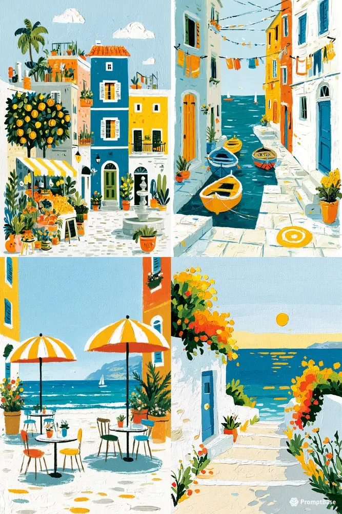 Vivid Mediterranean Summer Paintings
