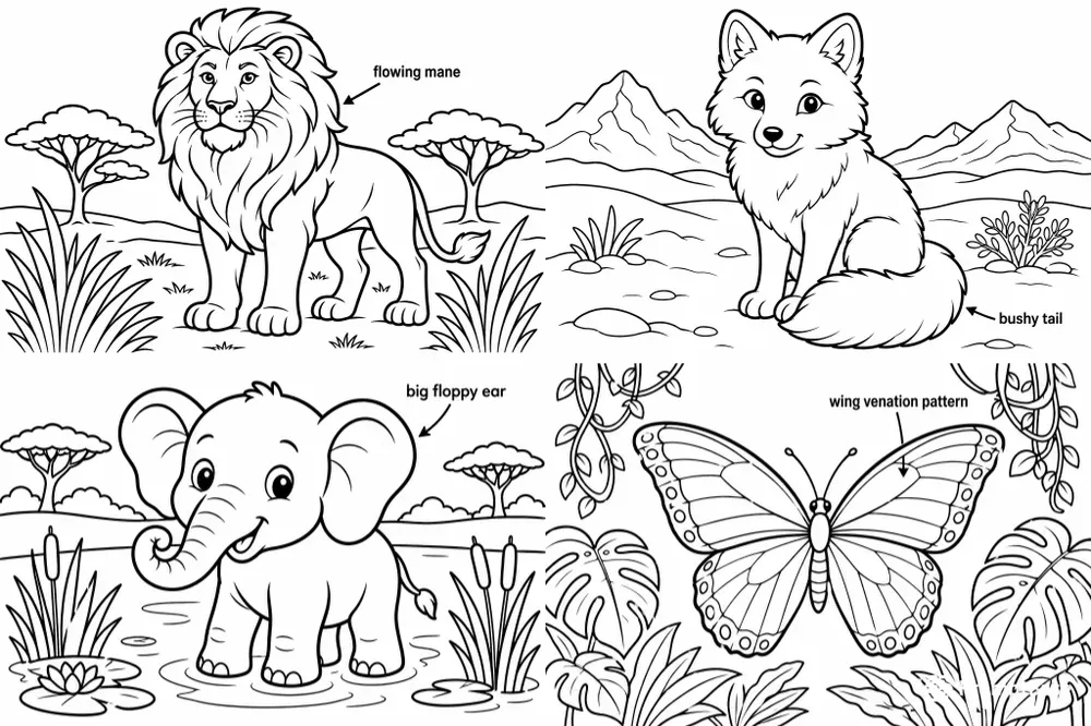Animal Coloring Book Pages