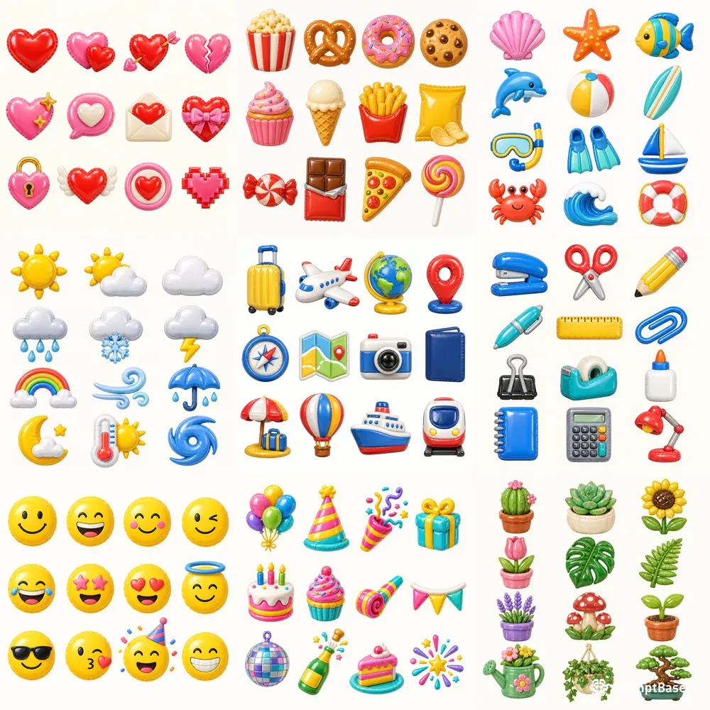 Inflatable 3D Icon Sets Any Theme