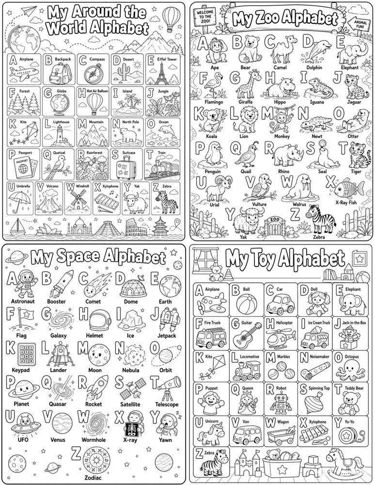 Coloring Book Kids Alphabets