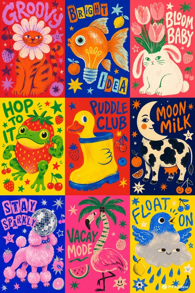 Naive Risograph Zine Poster Art