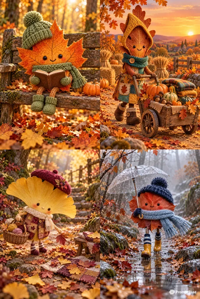 Cozy Autumn Leaf Characters