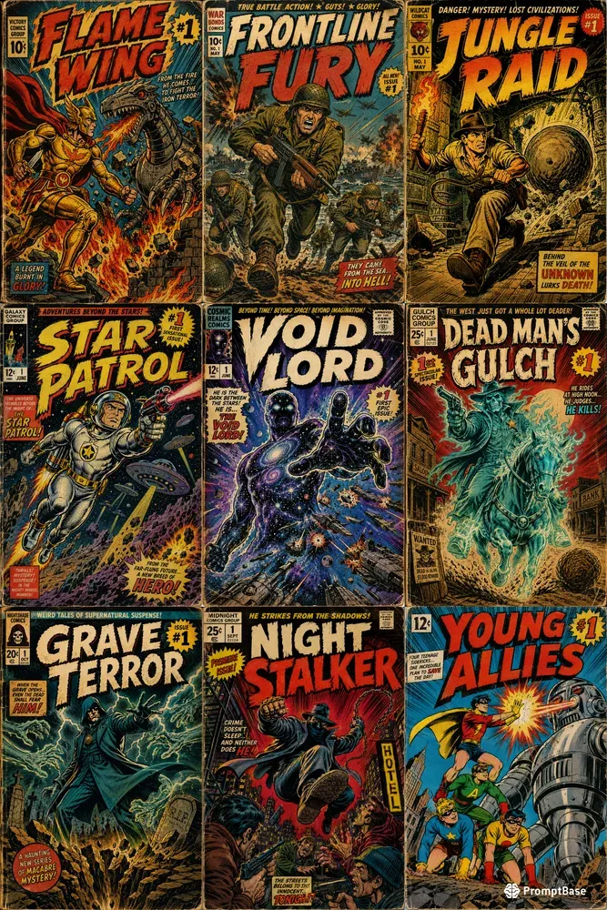Cinematic Vintage Comic Book Covers
