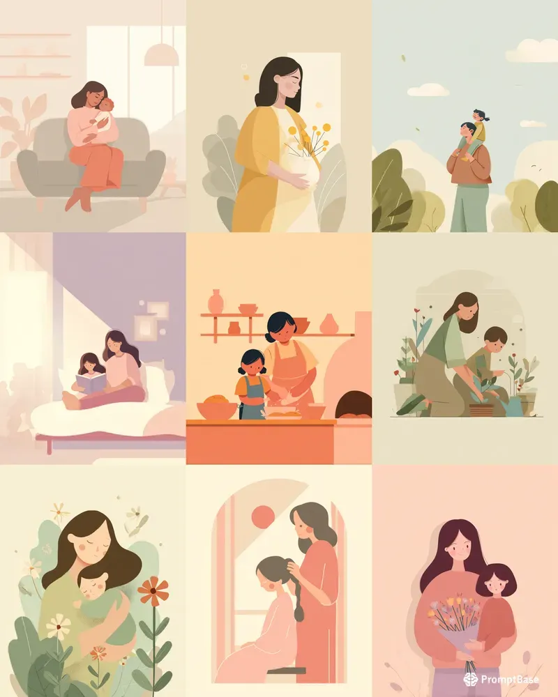 Minimalist Mothers Day Vector Art