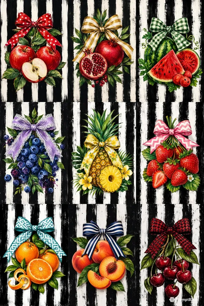 Distressed Stripe Fruit Sublimation Art