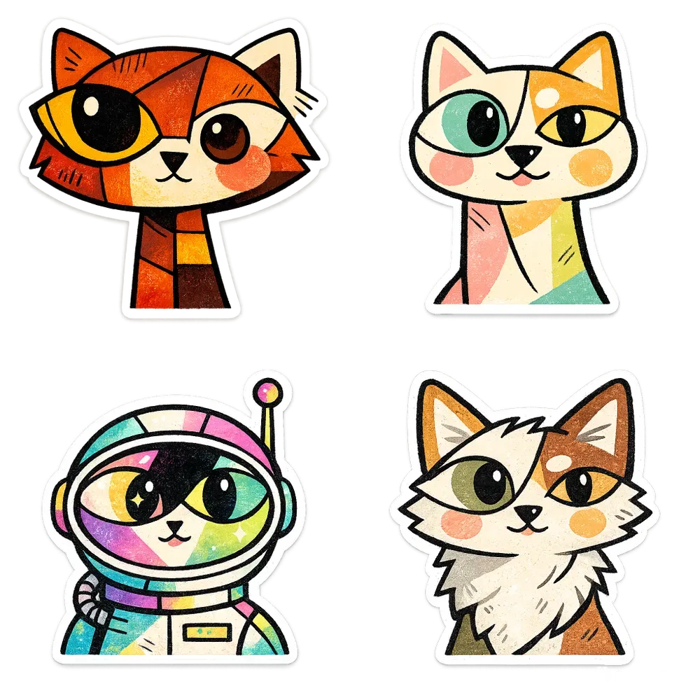 Cute Cubist Vector Sticker Makers