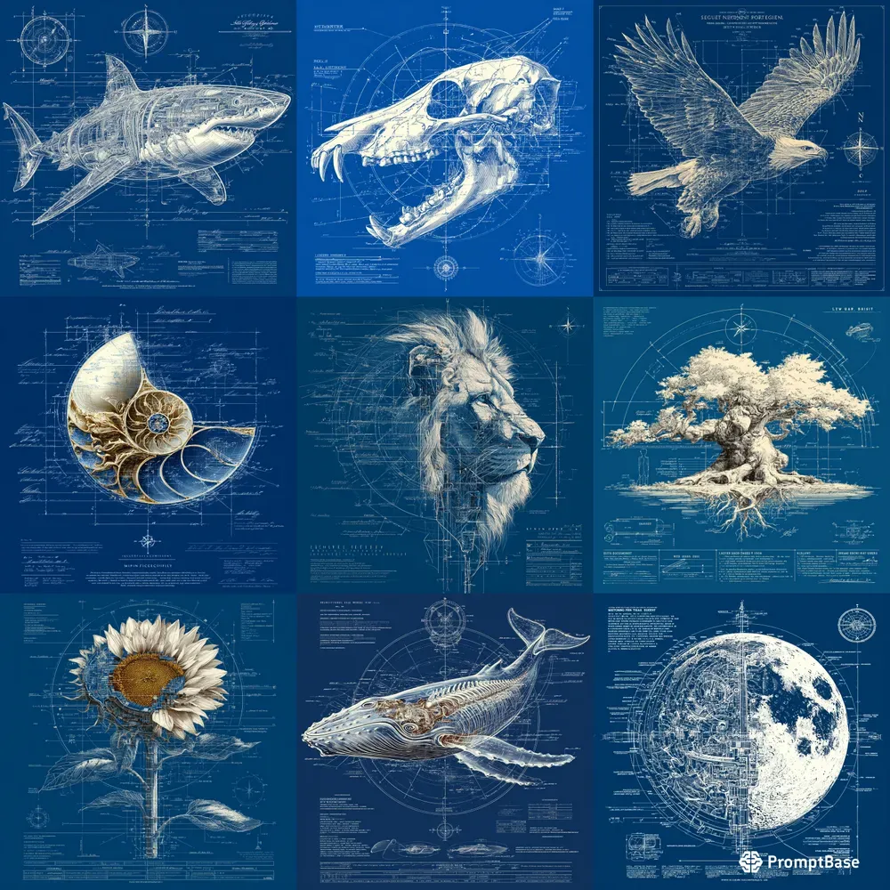 Blueprint Nature Tshirt Print Art Packs