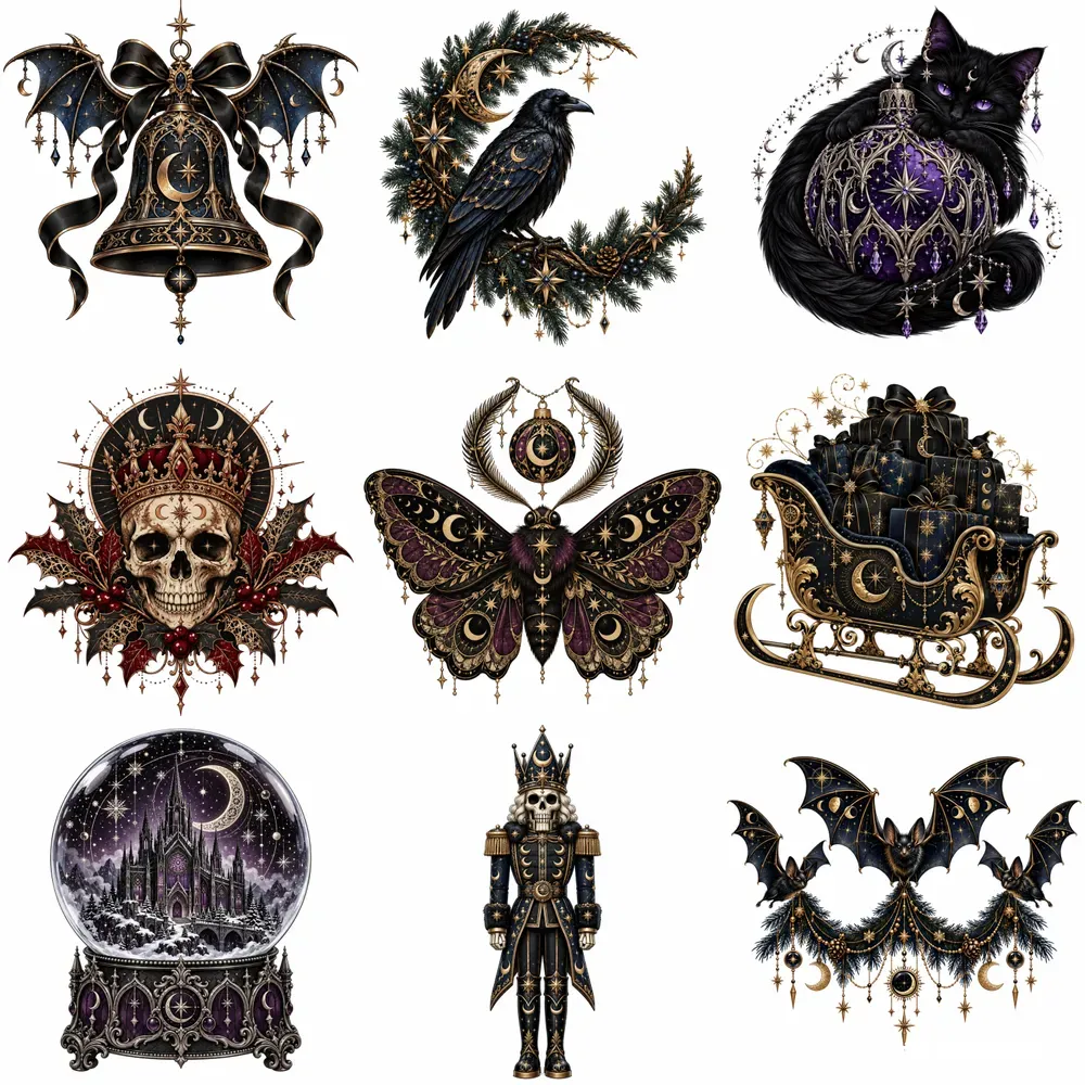Gothic Christmas Tee Clip Art Designs