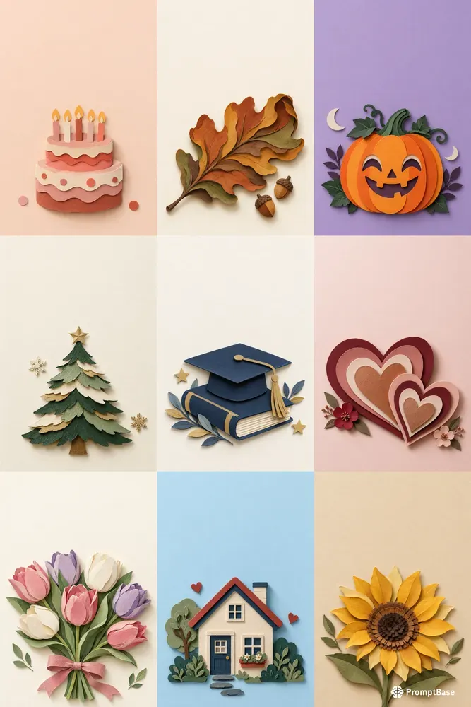 Layered Paper Seasonal Card Art