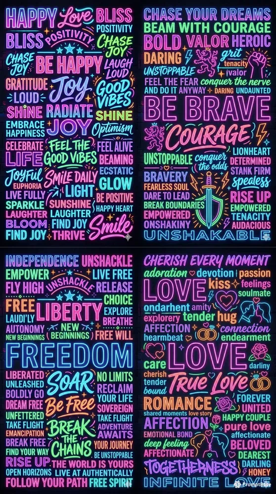 Neon Synonym Typography Posters