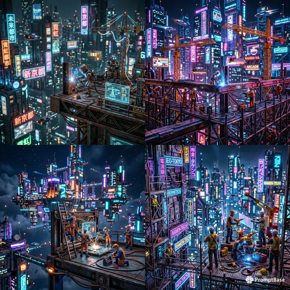 Tiny Neon City Builders