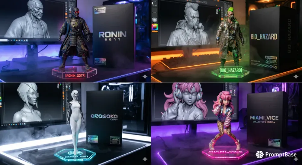 Cyberpunk Neon Figurines Generator