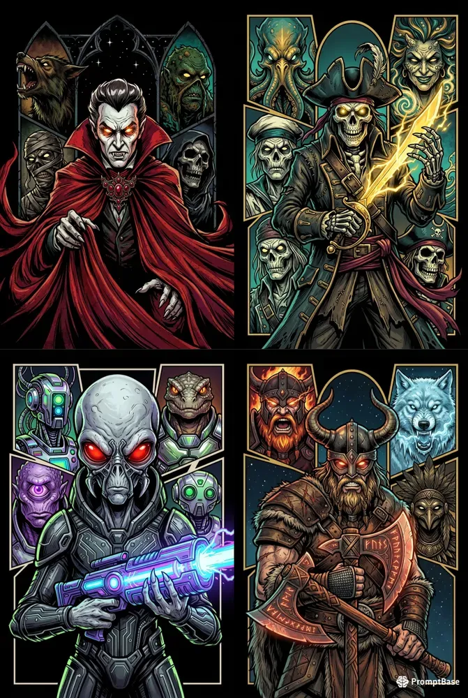 Classic Monster Mashup Horror Posters