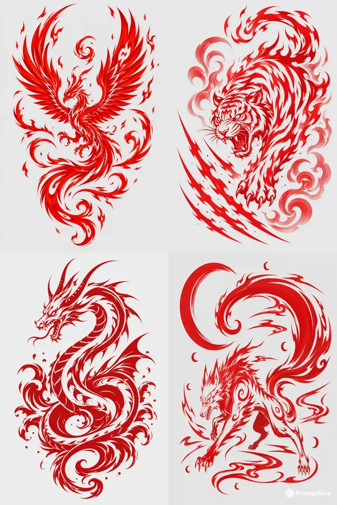 Tribal Red Dragon Vector Packs