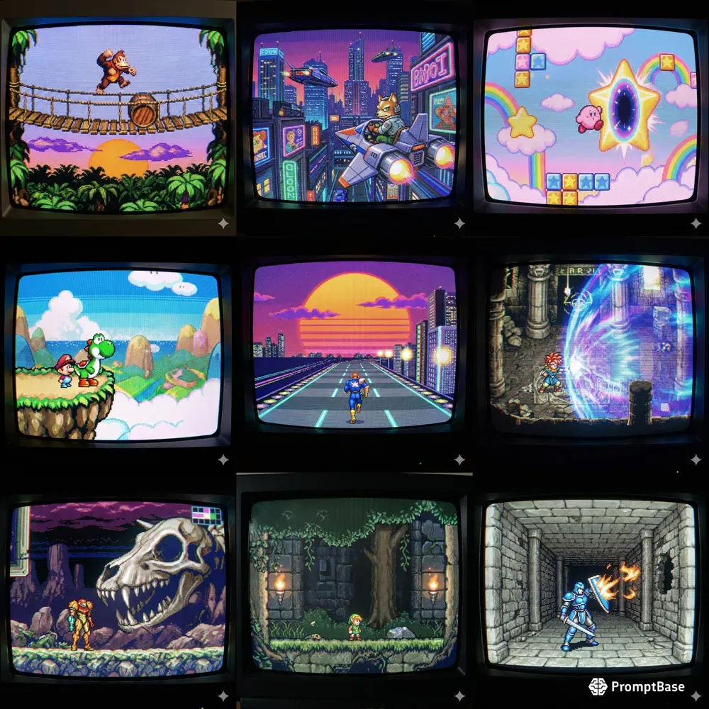Television Screen 90s Snes Games