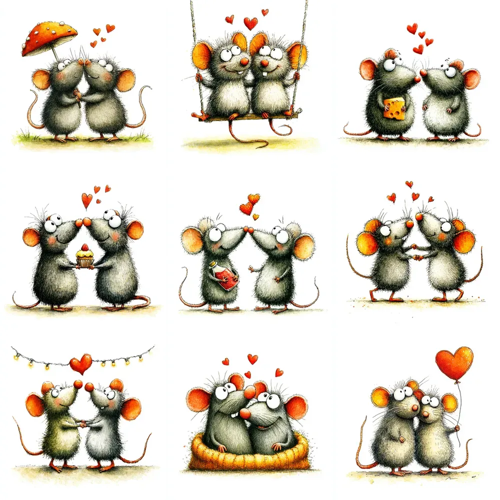 Romantic Mouse Couples Clipart