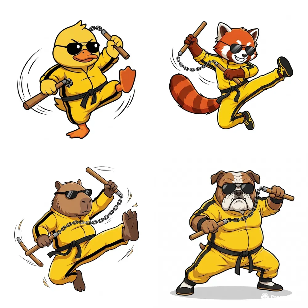 Anime Kung Fu Animals Vectors