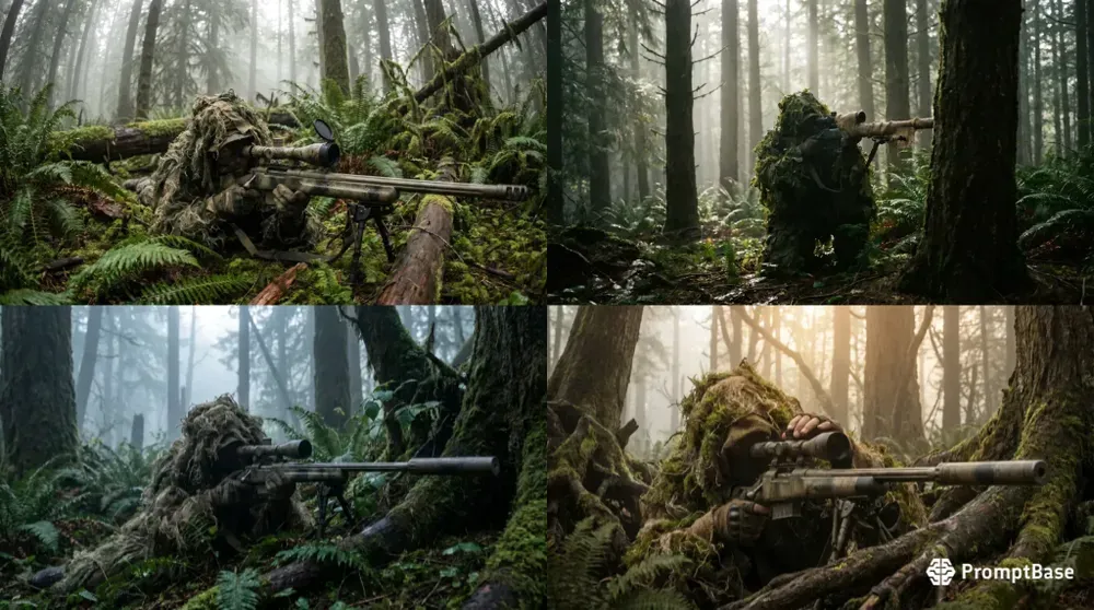 Ghillie Sniper Fog Forest 4K Cinematics