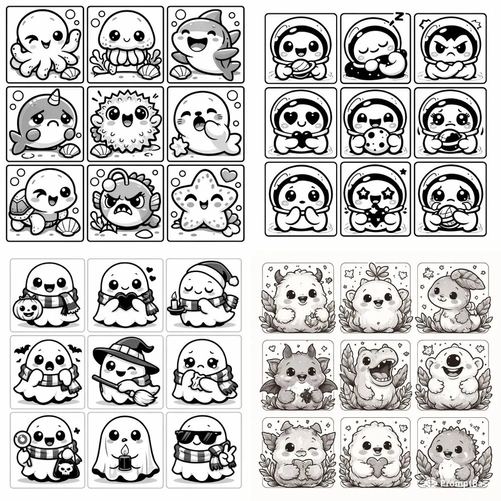 Cute Monster Grid Sticker Kits