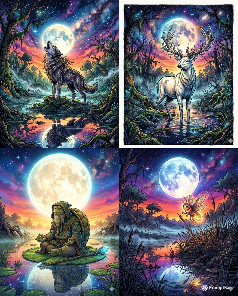 Vibrant Cosmic Nature Illustrators