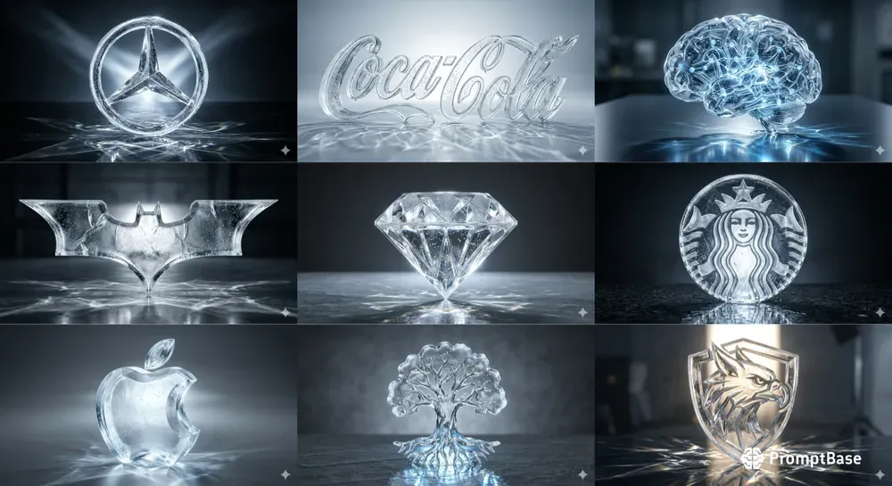 3D Realistic Ice Logo Icons