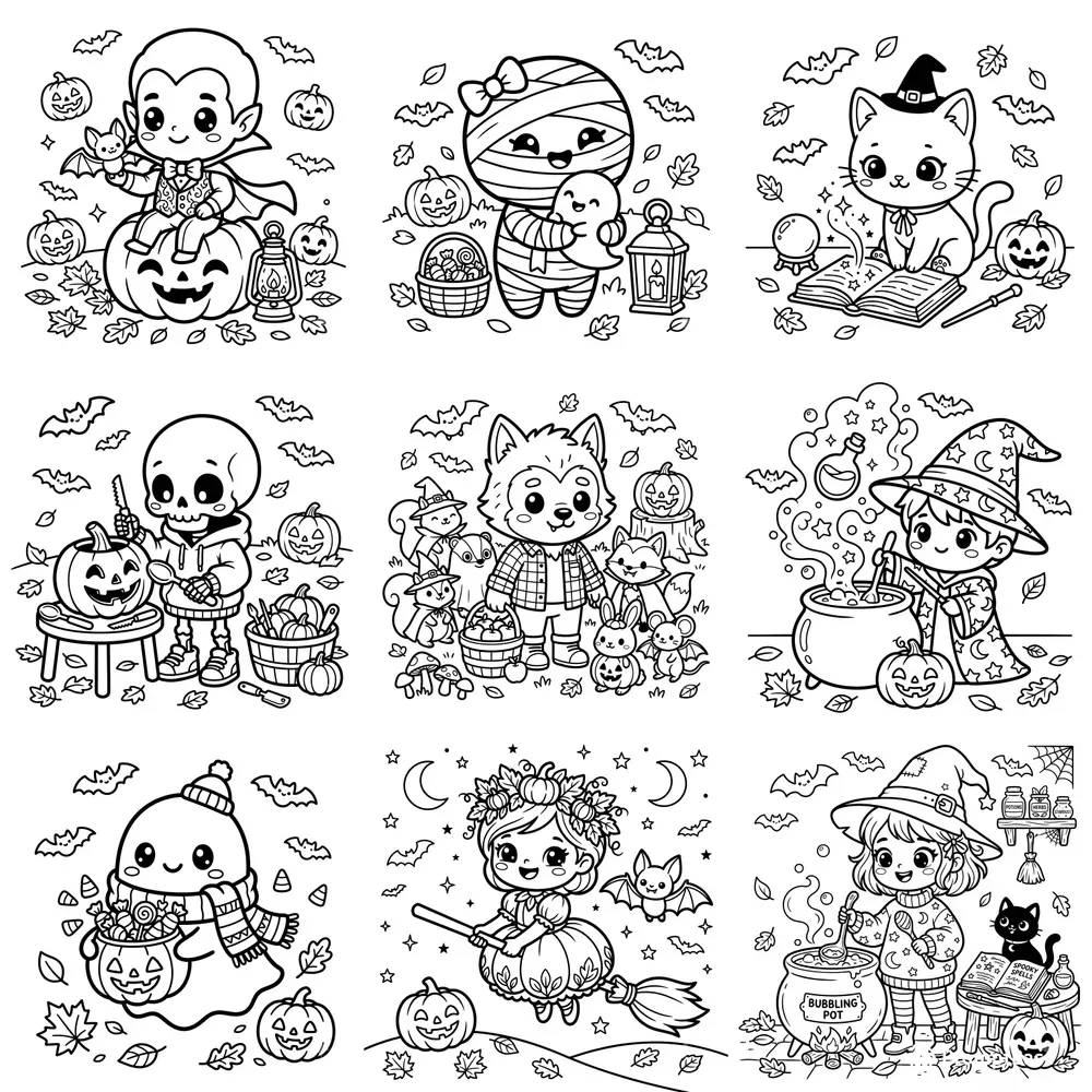 Cute Halloween Colouring Pages For Etsy