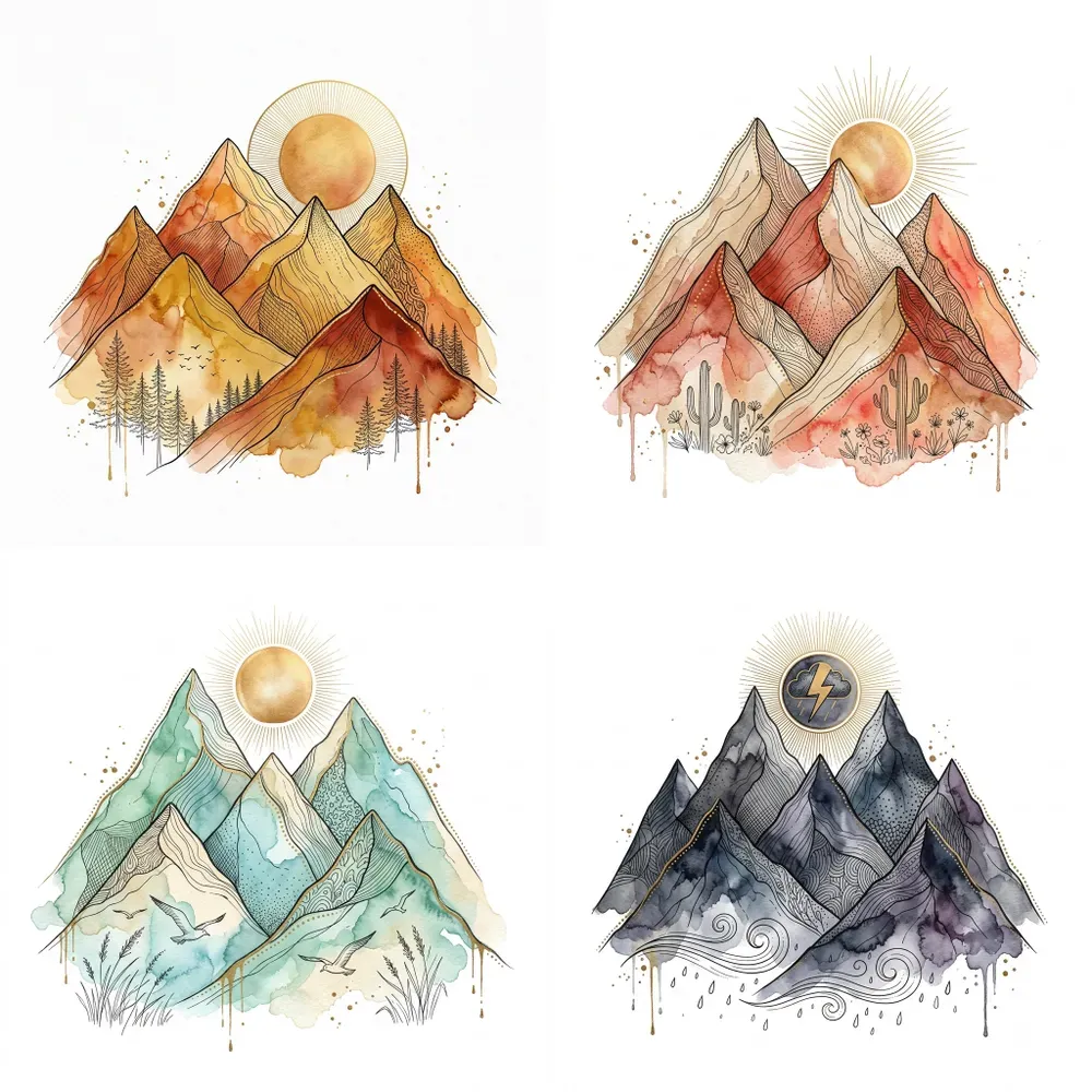 Boho Watercolor Mountains