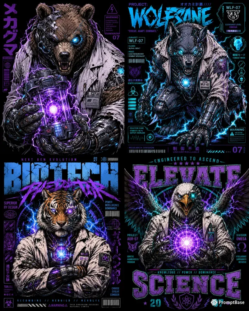 Cyberpunk Animal Scientist Tshirts