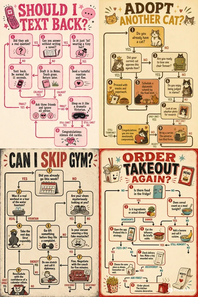 Funny Decision Flowchart Posters