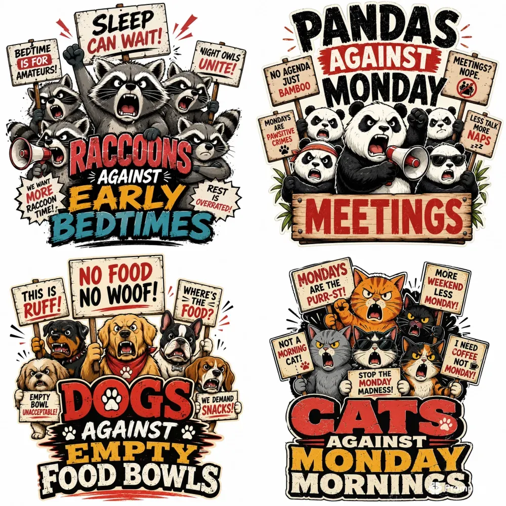 Funny Rebel Animal Protest Tshirt Packs