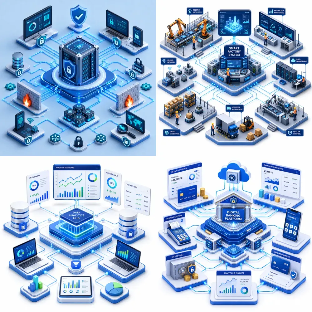 Cloud Infrastructure Isometric Maps