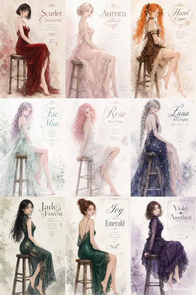Elegant Watercolor Manhwa Girls