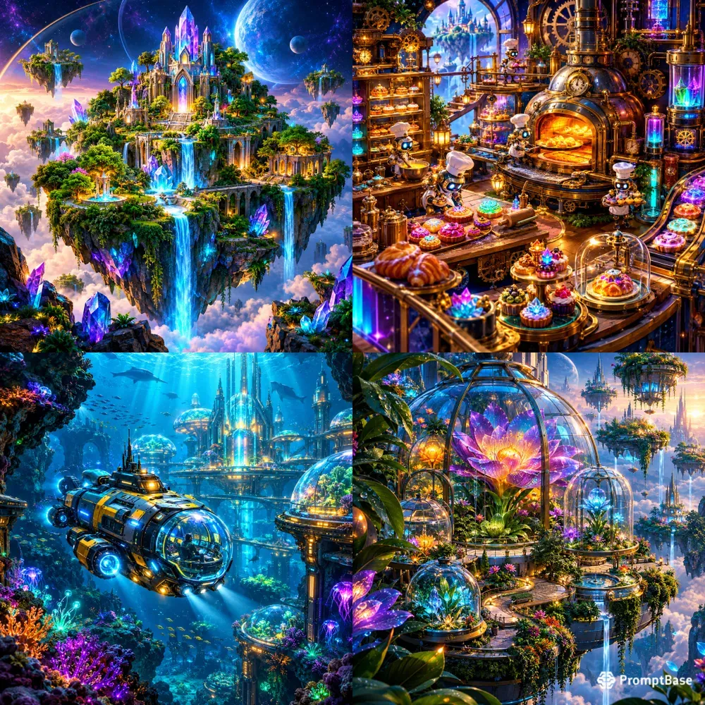 Neon Miniature Worlds 4K Art