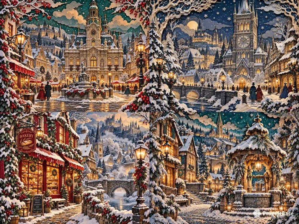 Vintage Winter Village Paper Theater Kits