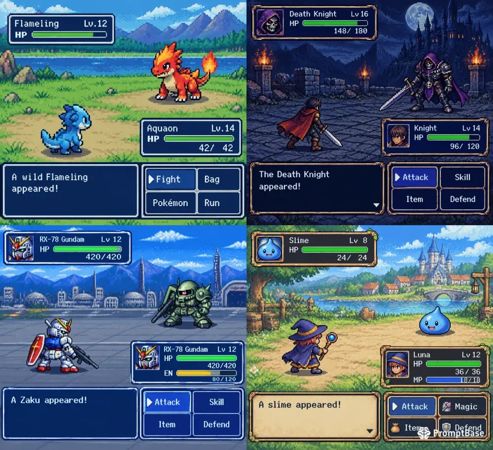 16bit RPG Battle UI Generator