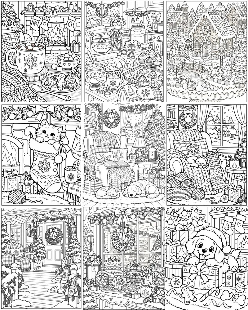 Cozy Christmas Coloring Pages