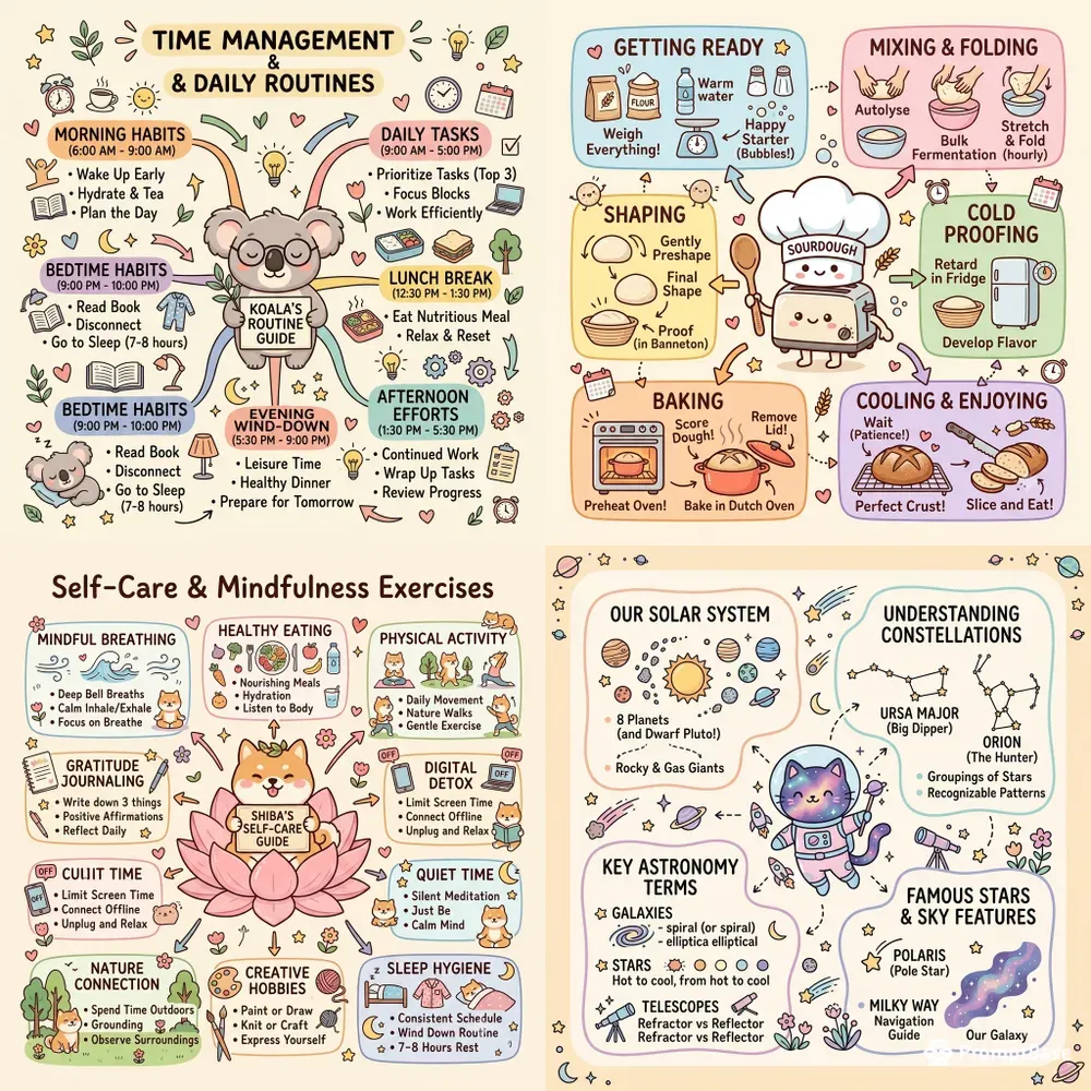 Cute Kawaii Infographic Mind Map Posters