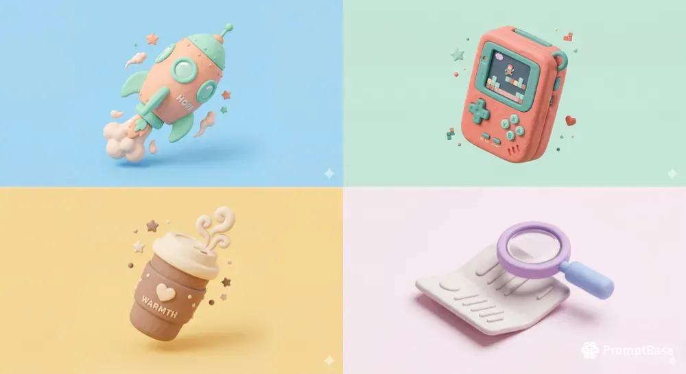 Cute 3D Claymorphism UI Icons