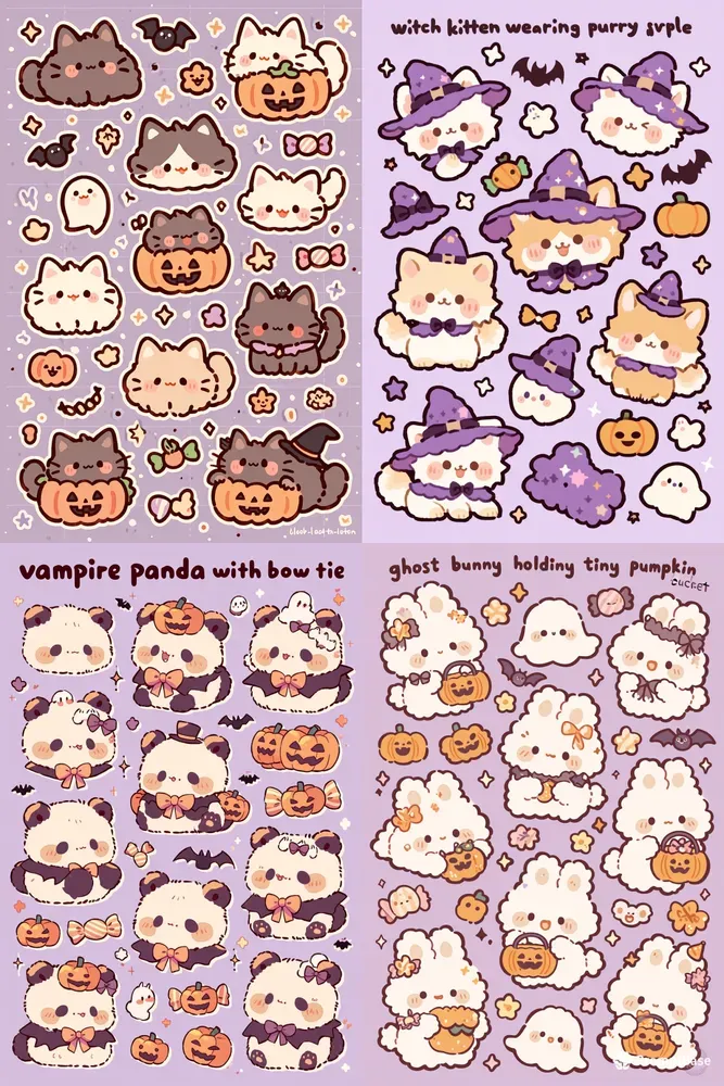Kawaii Halloween Stickers For Etsy