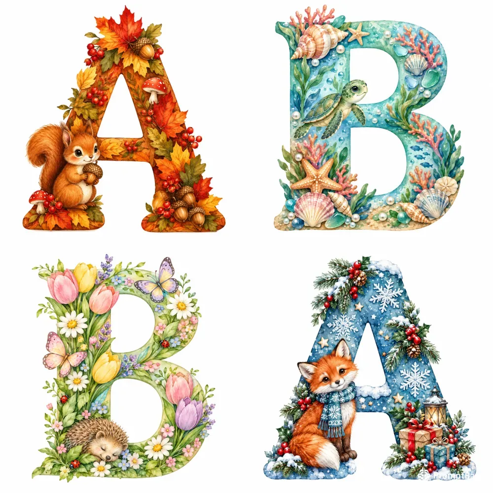 Autumn Whimsy Alphabet Cliparts