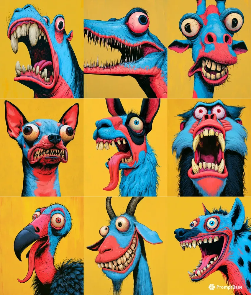 Grotesque Popart Animal Portraits