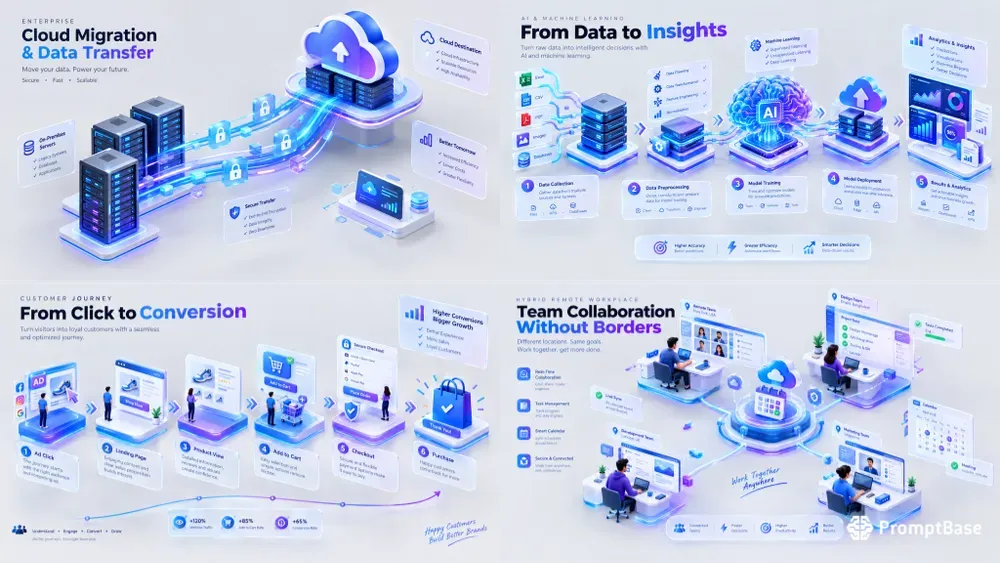 3D Isometric Infographic Business Works