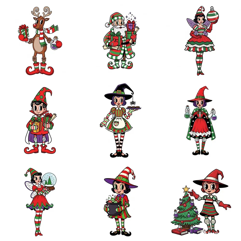 Rubber Hose Christmas Magic Clipart Sets
