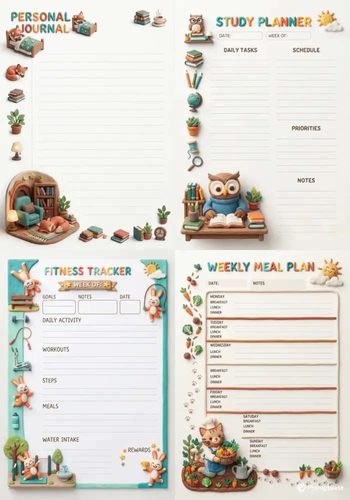 3D Clay Mascot Notebook Pages
