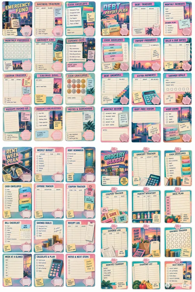 Retro Budget Binder Kits